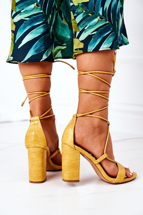 Lace-up High Heel Sandals Yellow Catwalk