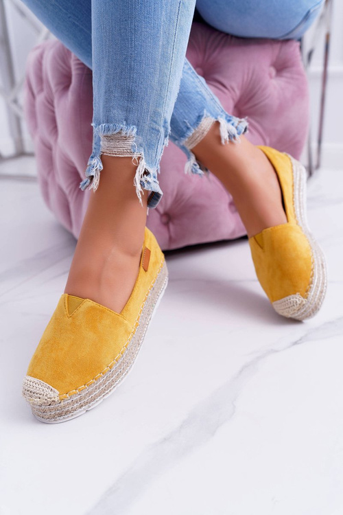 Żółte Wsuwane Zamszowe Espadryle Mariako
