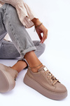 Leather Platform Sport Shoes Maciejka 06191-04 Beige