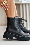 Warm Leather Ankle Boots Workers For Women With Zirconia GOE OO2N4125 Black