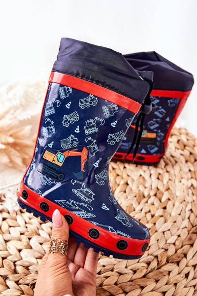 Children's Rubber Galoshes boots Navy Excavator Pertris