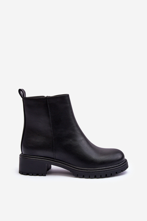 Women's Classic Ankle Boots On Flat Heel Black Maddies