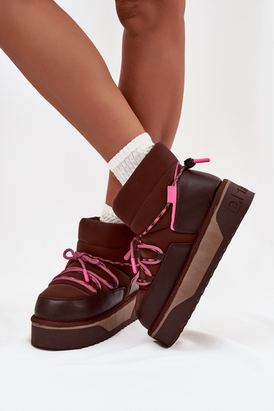 Damskie Śniegowce Na Platformie Czekoladowe D.Franklin DFSH371015