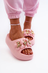 Women's Foam Slides With Decorations On Thick Sole Pink Bremavia