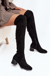 Women's knee-high boots with heel black Carina