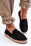 Espadryle Damskie Zamsz Czarne Keyla