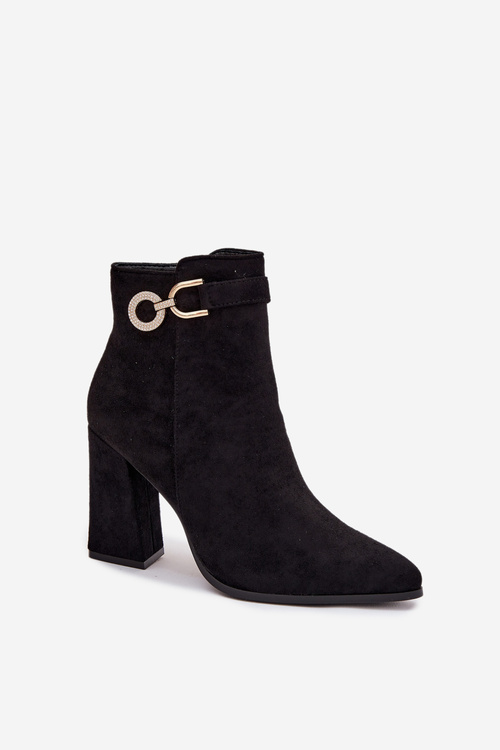 Eko Suede Ankle Boots With Heel With Decoration Black Lymall