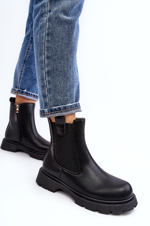 Women's black zip-up ankle boots Ramhel