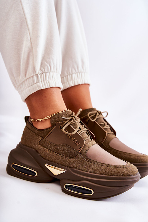Sneakersy Sportowe Buty Damskie Khaki New Horizon