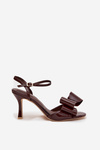 Patent leather high heel sandals with bow chocolate Noliva