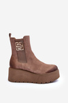 Women's Suede Boots On A Massive Platform Dark Beige Savira