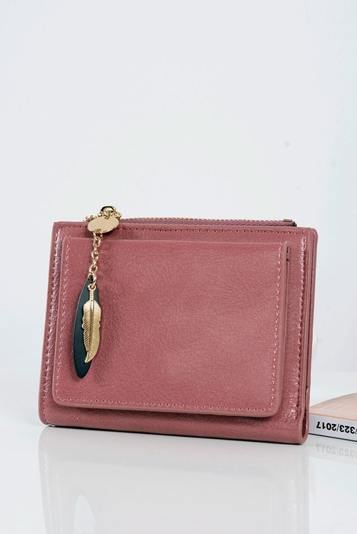 Women's Pink Wallet Golden Feather Purse