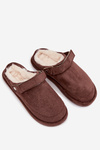 Women's slippers with strap Warm with fur Chocolate Rilena