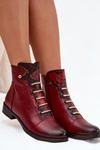 Insulated Women's Ankle Boots Low Heel Animal Pattern Bordeaux Labise