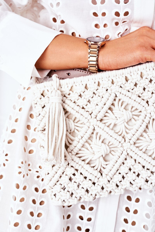 Macrame Messenger Bag BRUNO ROSSI White