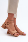 Women's Block Heel Sandals in Camel Eco Suede Leisha