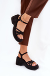 Platform And Wedge Sandals Made Of Eco Suede Black Nendal