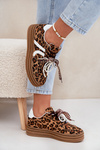 Women's sneakers in leopard print on platform with decorations brown Vinness