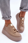 Leather Platform Sport Shoes Maciejka 06191-04 Beige