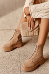 Women's Suede Ankle Boots Beige Dearia 