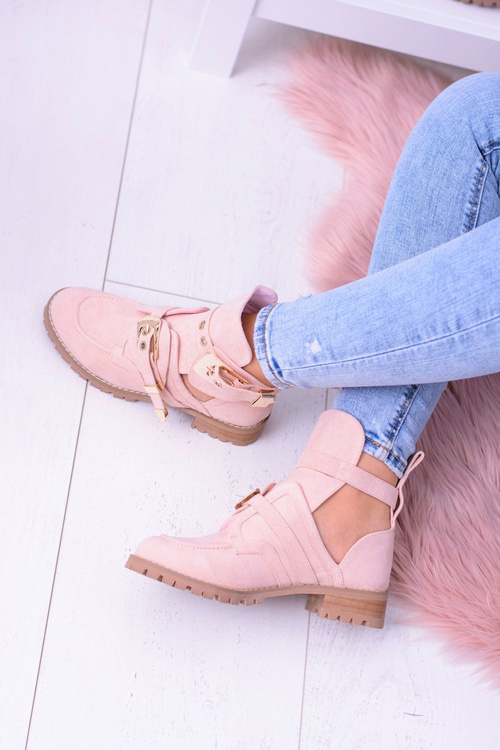 Lu Boo Pink Suede Boots With Cutouts Rock Girl
