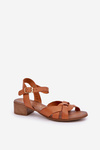 Leather Sandals On A Delicate Heel Brown Zazoo 40372