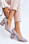 Classic Suede High Heel Pumps With Embellishments Grey Derren