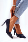 Leather Stilettos Monnari 0170-013 Navy Blue