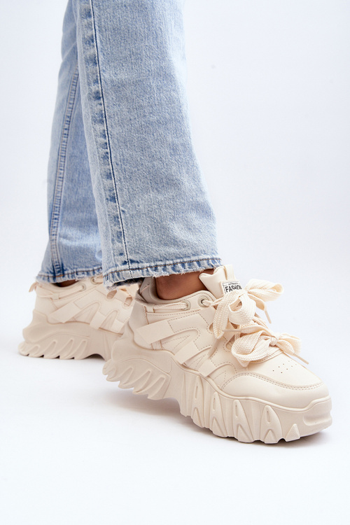 Women's sneakers with chunky sole beige Ellerai
