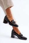 Black Patent Leather Pumps With Ornament Samassa