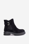 Insulated ankle boots with zipper and buckle black Kikiella