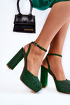 Women's Sandals Glitter On a Heel Green Rosel