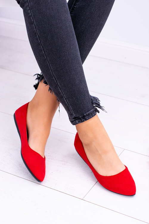Delicate Spike Ballerinas Suede Red Dermeno