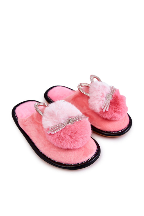 Children's slippers with a kitten and rhinestones Light pink Carliss