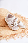 Leather Children's Sandals With Velcro White Catia