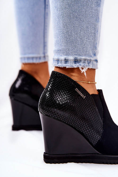 Animal Pattern Lace-up Booties Monnari 0990-020 Black