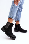 Women's Ankle Boots on Flat Heel Black Sauamia