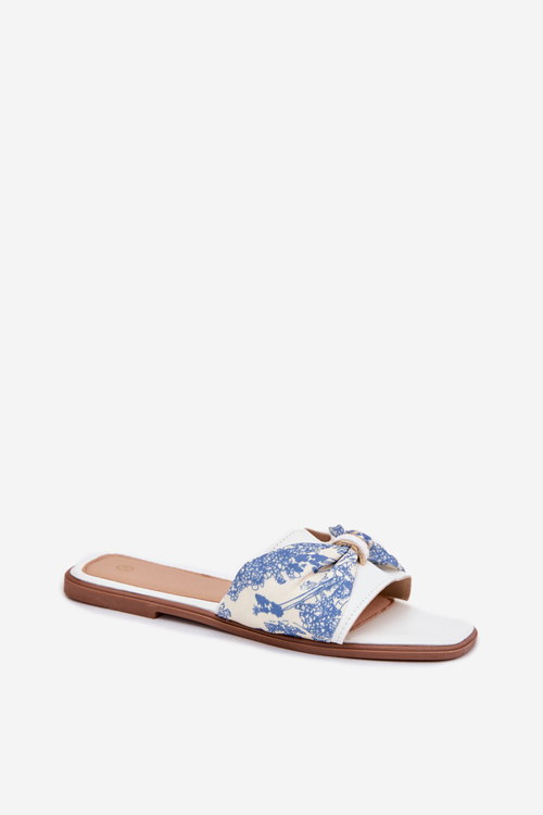 Damskie Klapki Płaskie Z Kokardką Białe Avenza