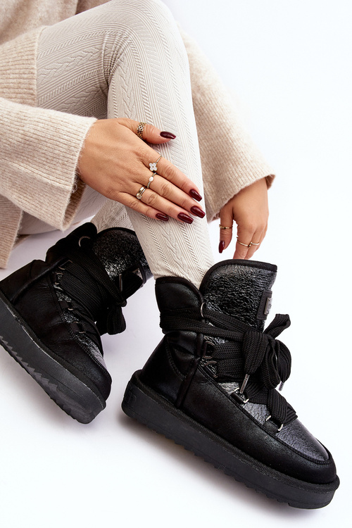 Śniegowce Damskie Wiązane Czarne D.Franklin DFSH370006