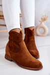 Suede Women's Boots Hidden Wedge Camel Solene