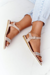 Sandals With Cubic Zirconia S.Barski 701-18 Beige