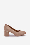 Suede Heels On A Block Dark Beige Zelfitis