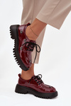 Patent Leather Leather Women's Loafers with Buckles Artiker 57C0336 Burgundy