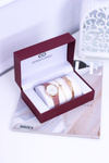 Giorgio Dario Women's Set Powder Pink Watch With Brocade Two Bracelets