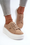 Brown Women's Leather Platform Sneakers Pernalia