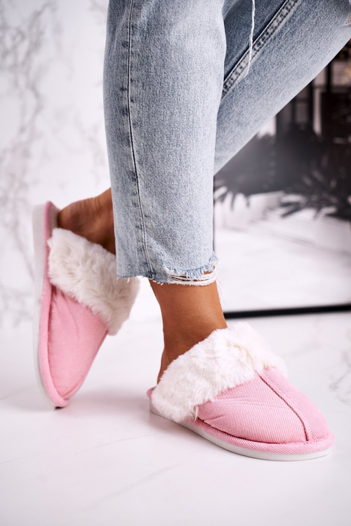 Women's Slippers With Fur Pink Homely
