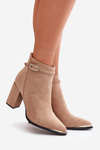 Warm Women's Ankle Boots With Pointed Toes On A Heel Beige Laoreina