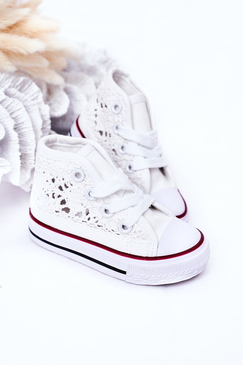 Children's High Sneakers With Lace White Roly-Poly