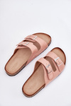 Women's Cork Platform Slippers With Buckles Pink Evisolla