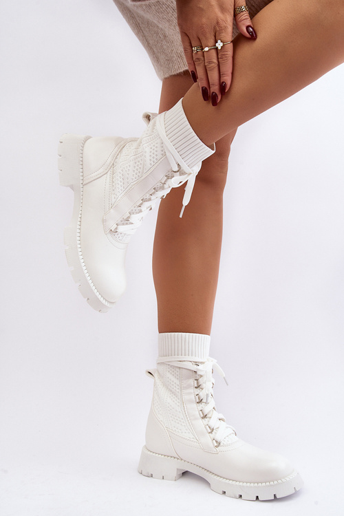 Women's lace-up ankle boots with white socks Gentiana